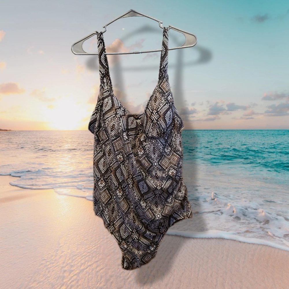 Catalina one-piece 2X snakeskin pattern swimsuit